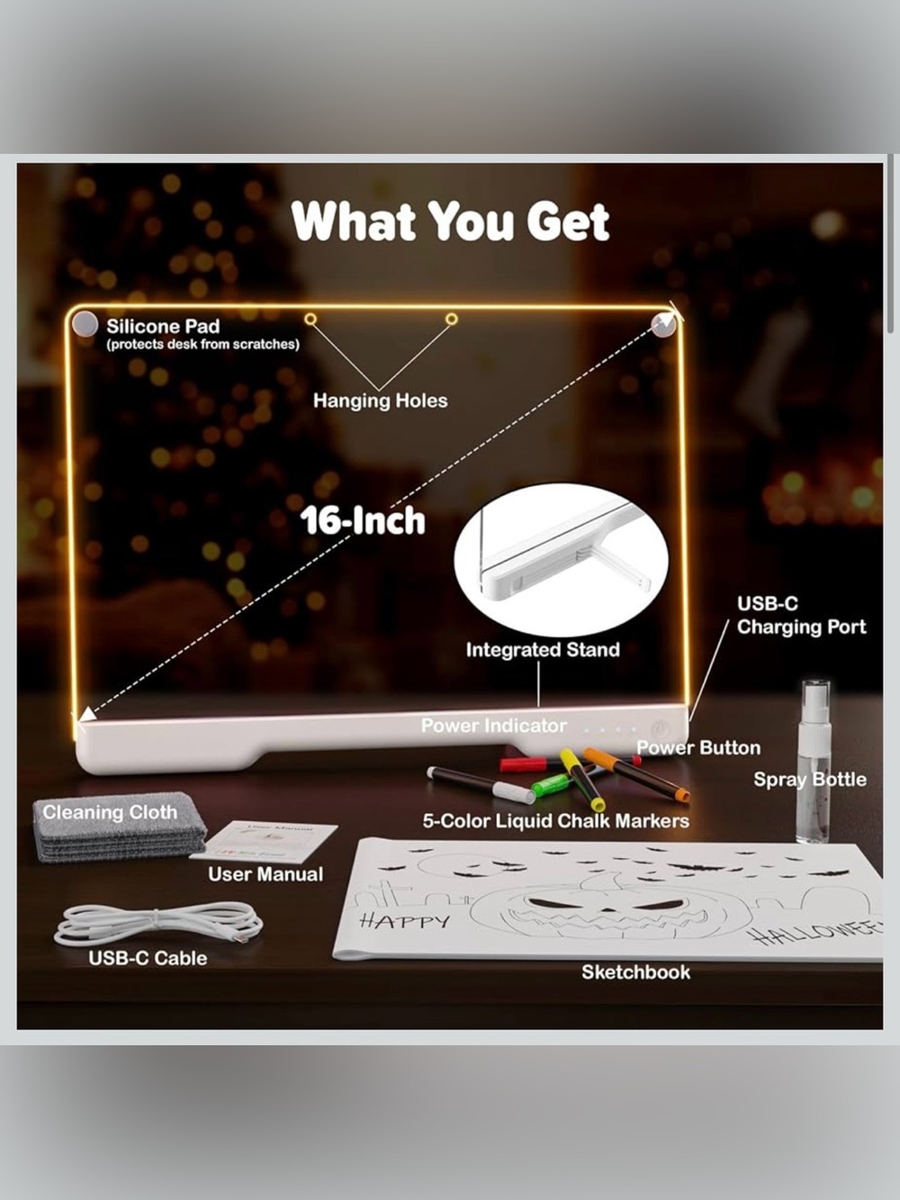 Brand new-16-Inch LED Message Board with White Base - Unbranded